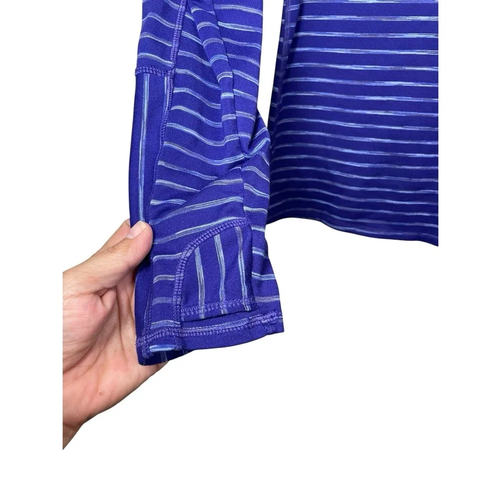Athleta Elite Half Zip Pullover Women's m medium Purple Striped Top 964325-00-2 - Picture 4 of 9